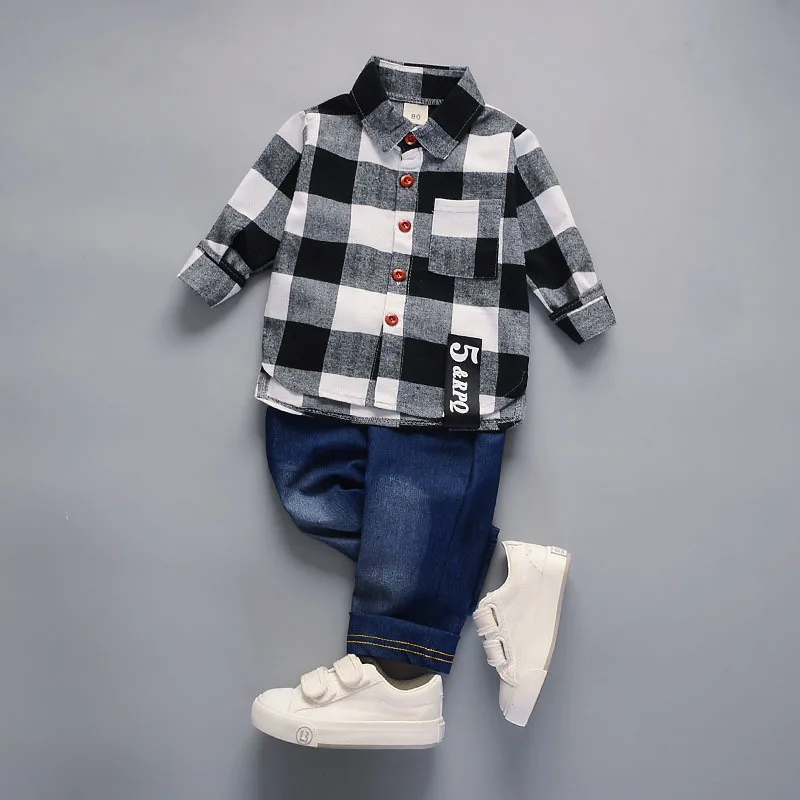 Осень 2018 модная детская одежда хлопковая клетчатая куртка с длинным рукавом +