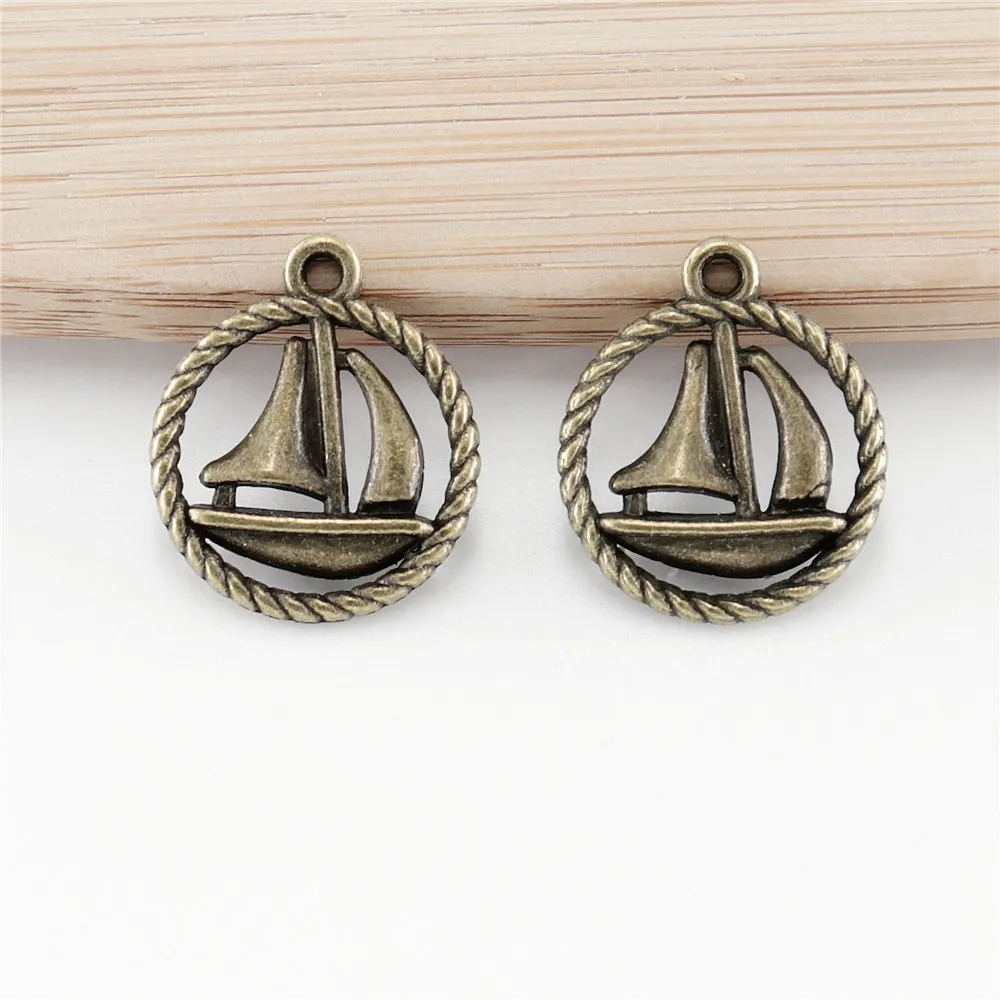 

Wholessale 60pcs/lot antique bronze charms sailboat pendants for DIY metal jewelry making