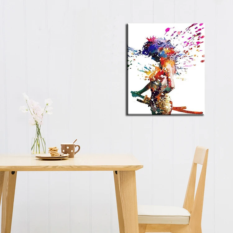 Картина маслом с изображением женщины японского воина на холсте | Дом и сад