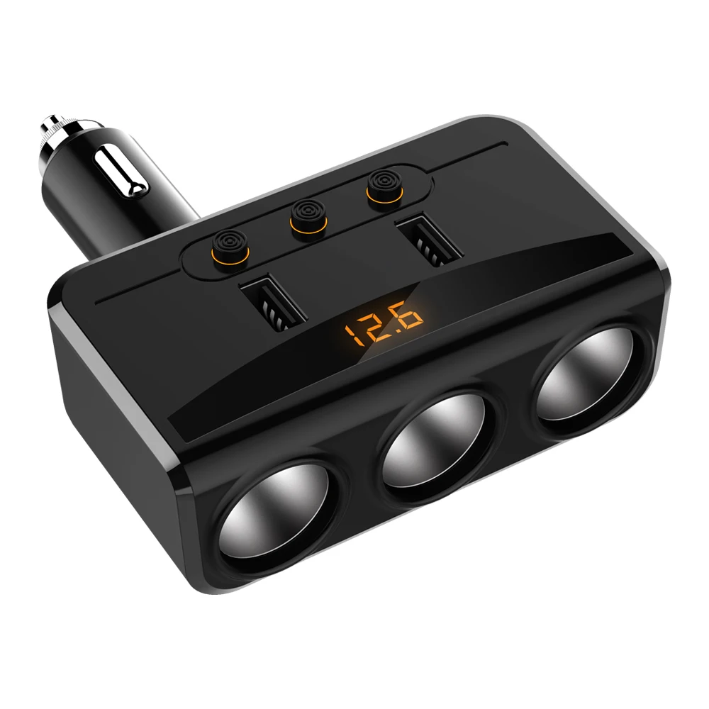 LCAV Dual USB Charger 12V Cigarette Lighter three Sockets Voltage Monitor Smart | Автомобили и мотоциклы