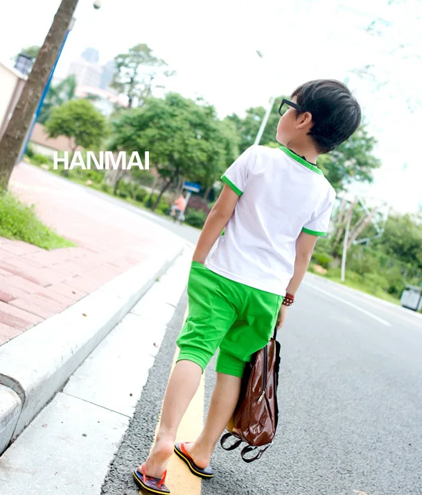 Free shipping summer Big Eyes clothing sets kids pants + Top boys girls Puppy footprints clothes children tracksuit | Детская одежда и