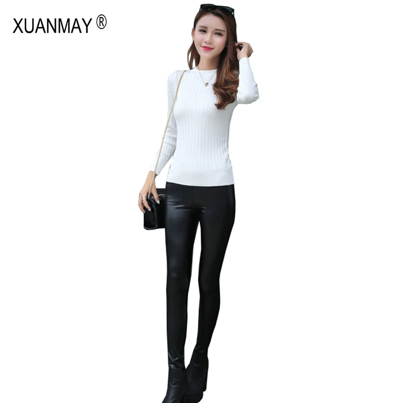 2017 Winter plus Thick Pullover long sleeve sweater lining warm Green Sweater female Fashion Casual knit | Женская одежда