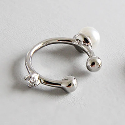 Silver HFYK золотые серебряные серьги-клипсы для женщин, 925 пробы серебряные серьги с жемчугом, каффы для ушей, серьги-каффы, букле d'oreille femme - Окраска металла: Silver