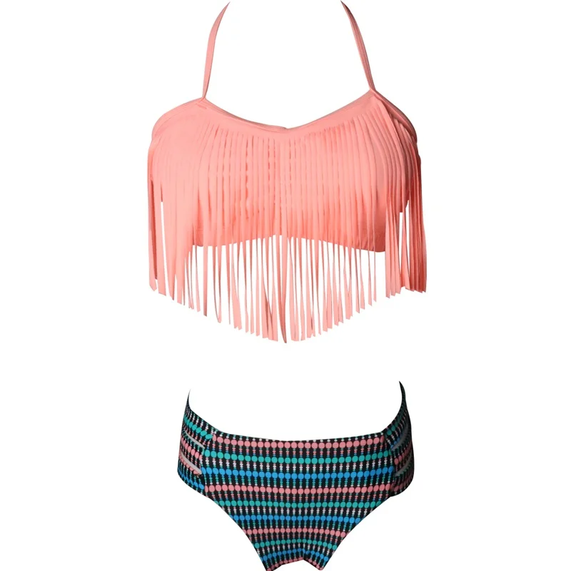 Купальник женский бикини с кисточками и принтом | Женская одежда