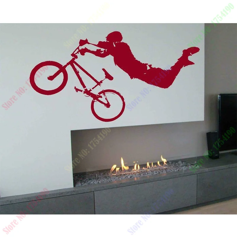 Boy Giant BMX Bike Bicycle Wall Art Sticker Decal Home DIY Decoration Mural Removable Bedroom Decor 56x102cm | Дом и сад