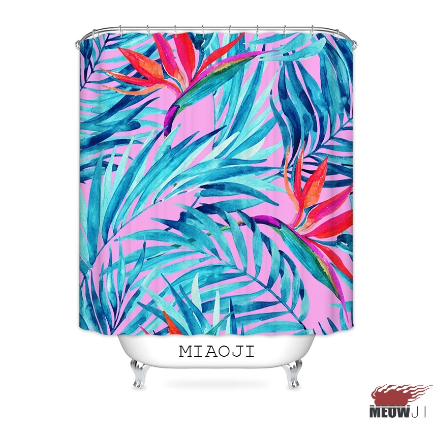 [MIAOJI] пышные Гигантские Зеленые листья растения ткань занавеска для душа Ванная