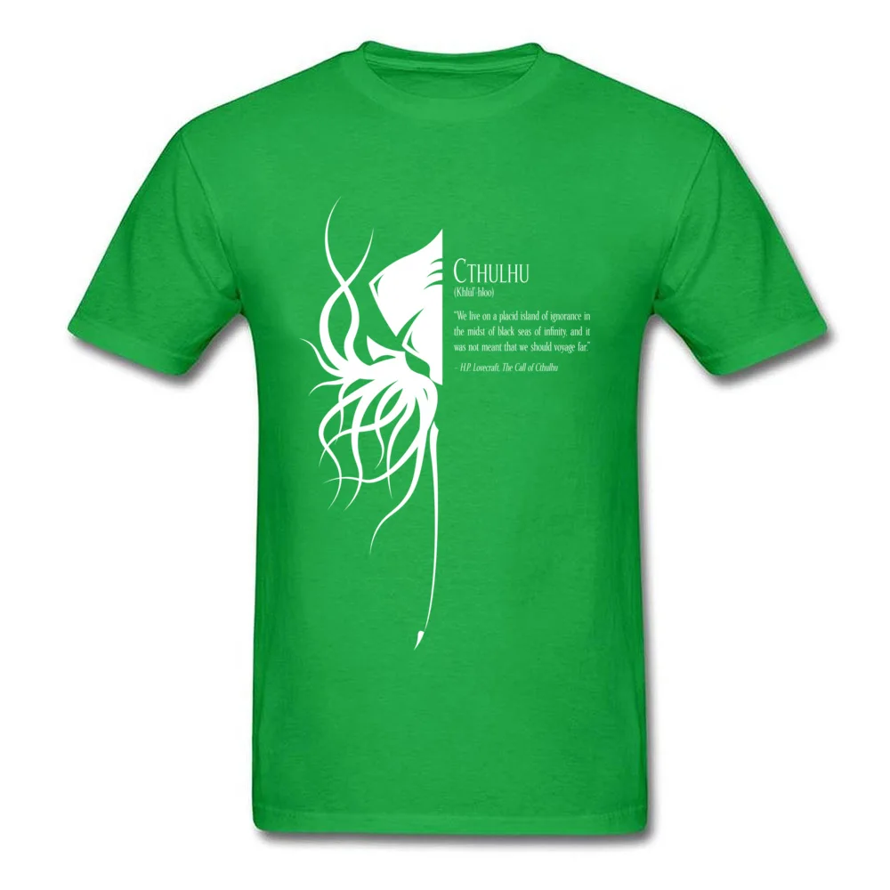 Cthulhu футболка Летняя футболка мужская футболка с принтом черно-белая одежда с коротким рукавом мультяшная футболка гик шик топы хлопок - Цвет: Зеленый
