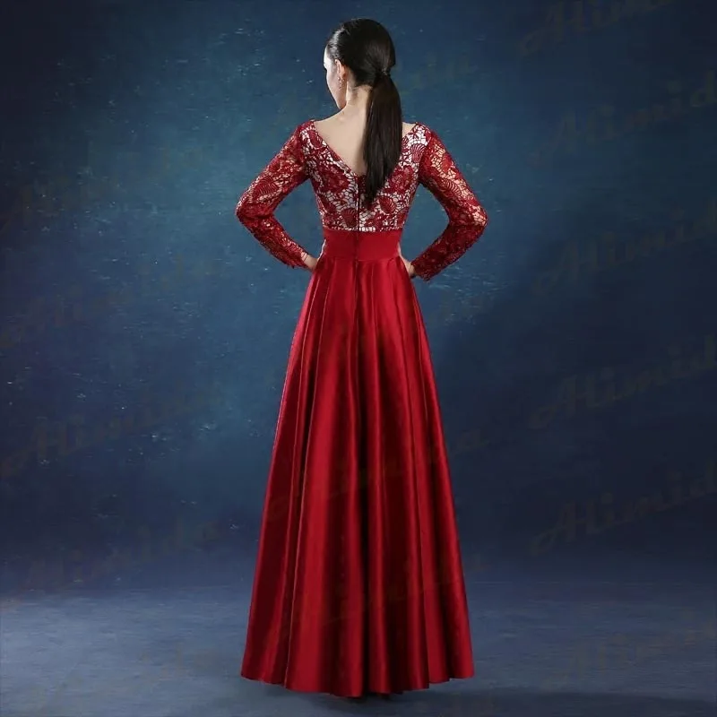 Женское вечернее платье с V-образным вырезом кружевное дизайнерское для