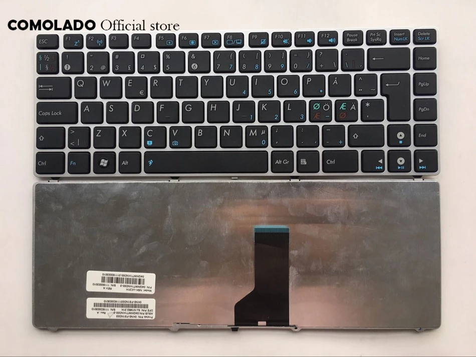 NE Скандинавская клавиатура для Asus K42 UL30 U45 UL80 U80V U82 N82 A42 X42 X43 K43 с серебристой рамкой