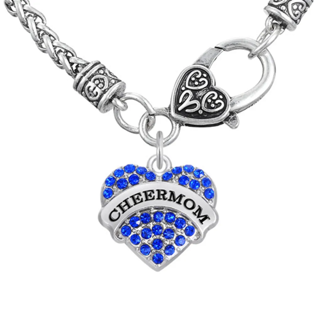 Яркая цепочка из звеньев Skyrim с надписью Cheermom и большим сердцем|pendant necklace|necklace