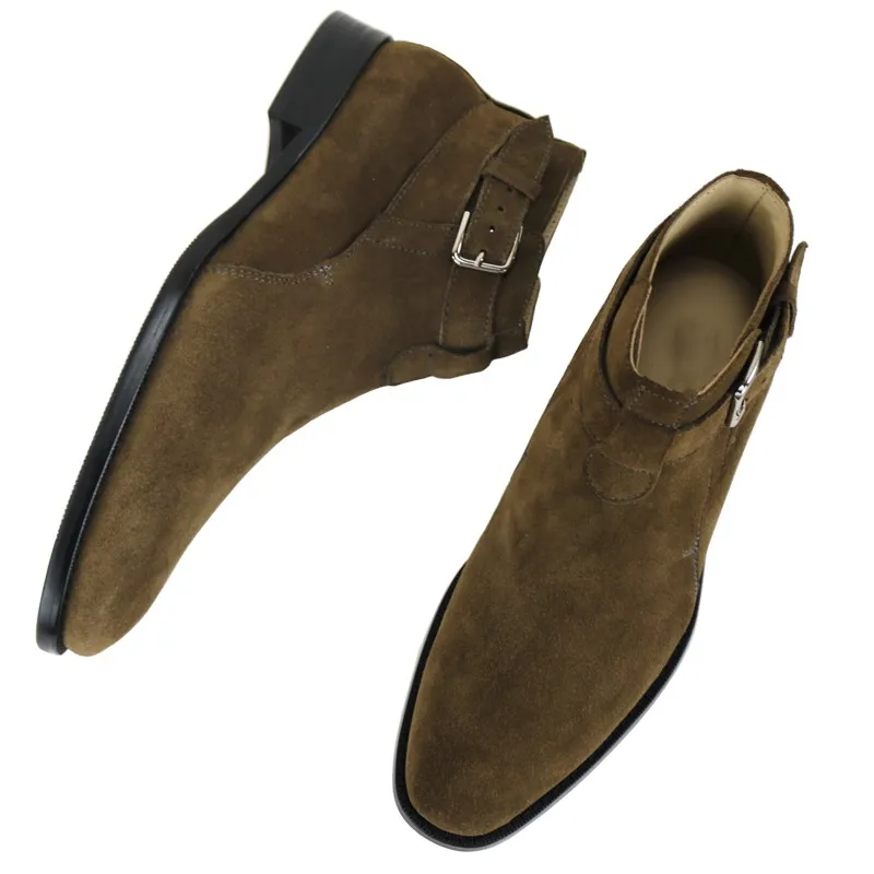 

Cow Suede Leather Flat Short Winter Fall Boots Men Shoes Genuine Leather Chelea Boots Men