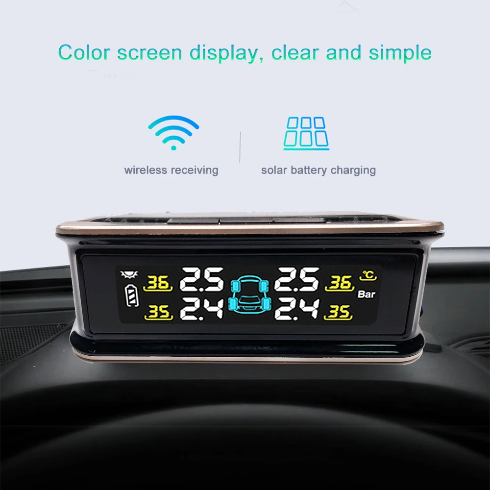 YAZH солнечная система контроля давления в шинах TPMS с 4 внутренними датчиками