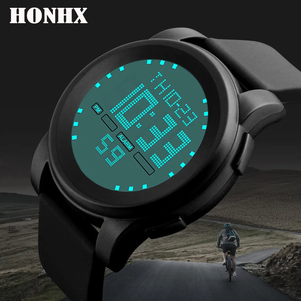 HONHX, мужские часы, модный светодиодный, водонепроницаемые, кварцевые, военные, Роскошные, спортивные часы с датой, мужские электронные часы, цифровые часы