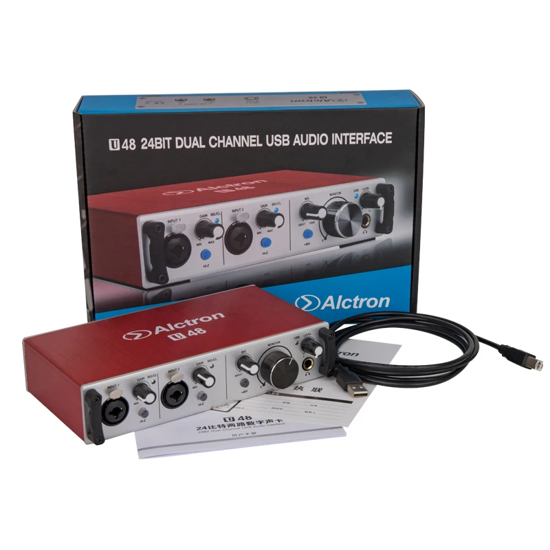 Портативная двухканальная USB внешняя звуковая карта Alctron U48 звуковой интерфейс
