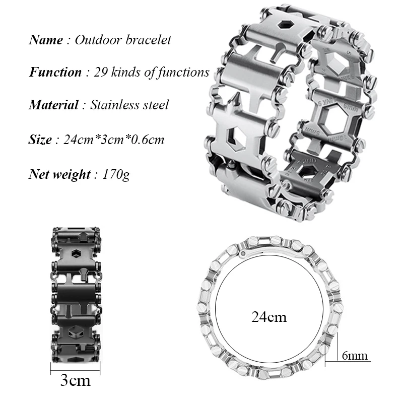Hottime Wearable Tread 29 In 1 Multi-function Bracelet Strap Screwdriver Outdoor Emergency Kit Multi Tool | Украшения и