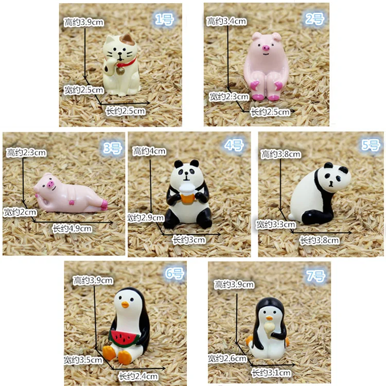 Миниатюрные фигурки Decole Cat Lucky Cat Panda Penguin, японское животное Zakka, украшение для дома, садовая игрушка из смолы