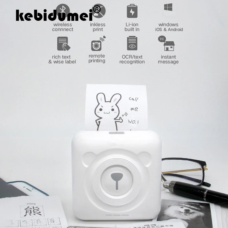 Kebidumei портативный термальный Bluetooth принтер мини фото фотографии для Android iOS