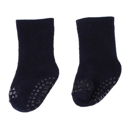 Navy Blue Puseky/Носки для новорожденных унисекс с рисунком нескользящие носки с резиновой подошвой для девочек и мальчиков, хлопковые зимние носки-башмачки для малышей От 0 до 3 лет - Цвет: Navy Blue