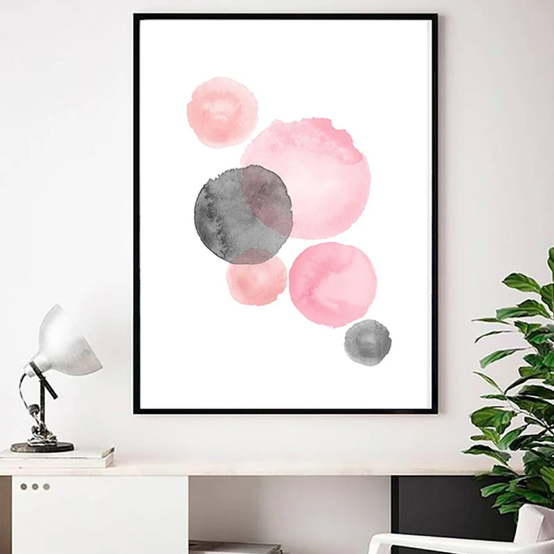 2 Pieces Wall Art Abstract Pictures for Living Room Decor Rose Gold Canvas Painting Pink Posters and Feminine Print | Дом и сад