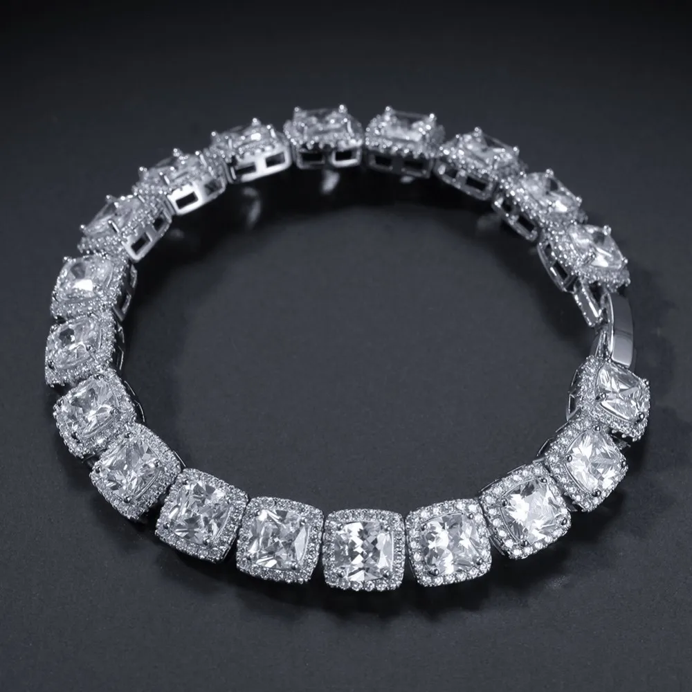 Браслет THE BLING Charm Iced большой квадратный кубический цирконий хип-хоп золотой