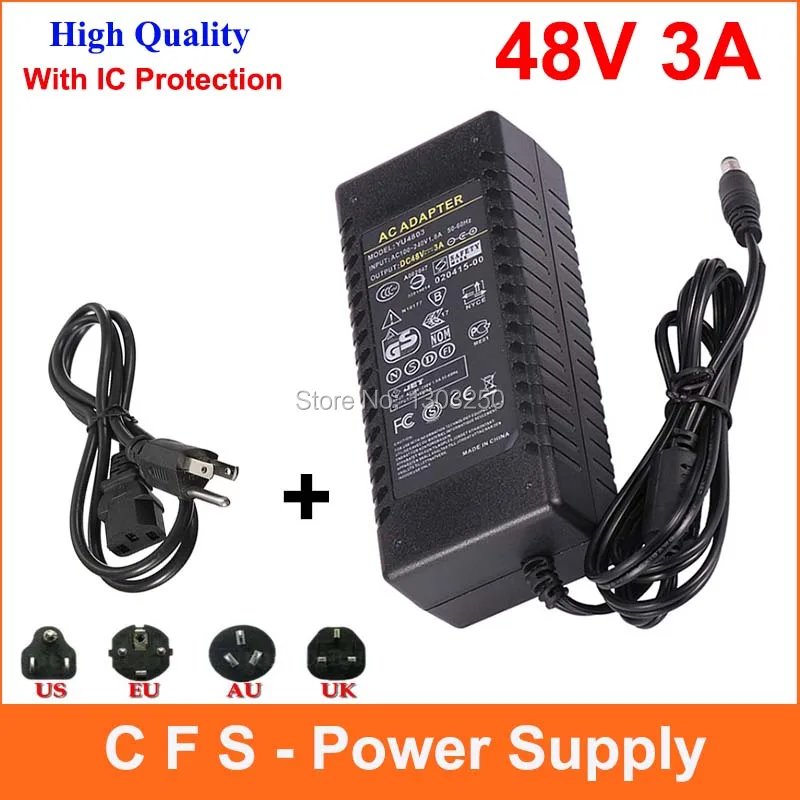 AC DC LED Импульсный источник питания 48 В 3A адаптер AC100 240V к DC48V 144 Вт трансформатор для