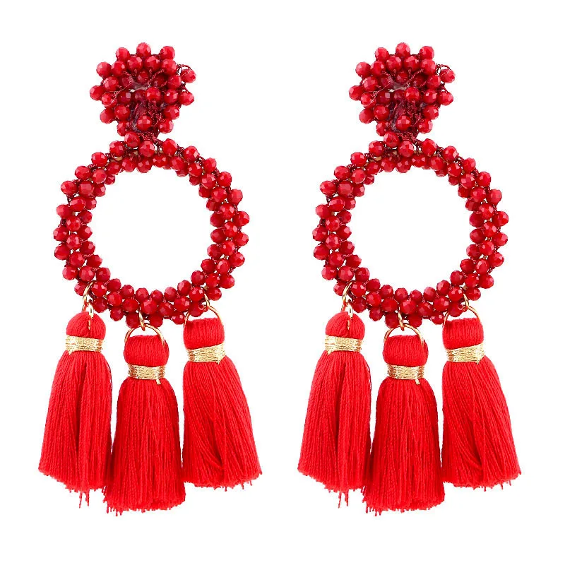 E1200 Red Sehuoran дизайн хрустальные бусины попугай дирд висячие серьги для женщин Высокое качество модные женские массивные серьги - Окраска металла: E1200 Red