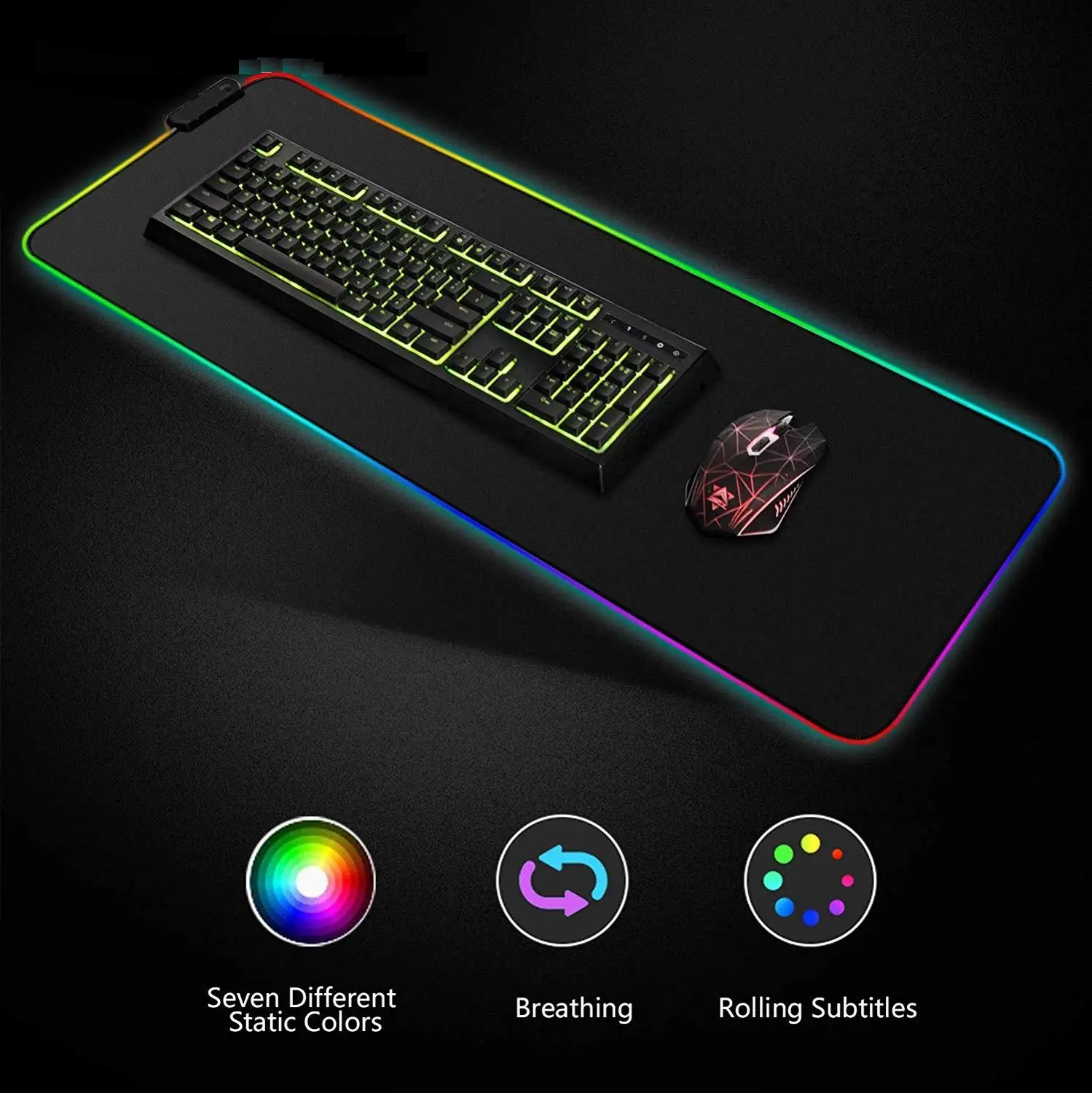 RGB игровой коврик для мыши большой толстый Расширенный светодиодный с