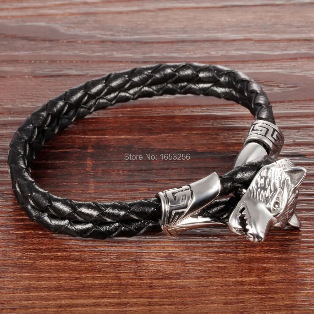 Новое поступление модный стиль нержавеющая сталь Байкерский браслет с волчьей