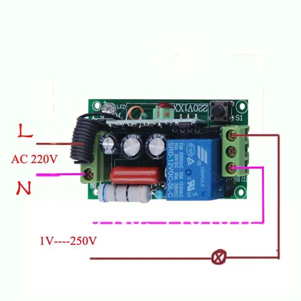LED SMD лампа Мощность вкл/выкл AC220V 1CH беспроводной переключатель 200 м RF приемник и