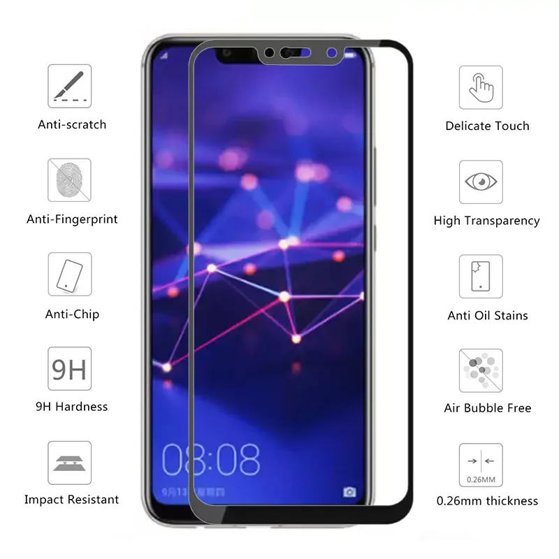 Чехол для Huawei Mate 20 Lite 10 Pro Полное покрытие закаленное стекло телефона матовое Mate10