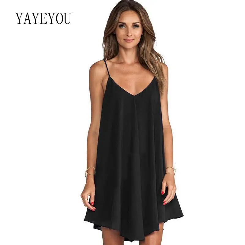 

Women beach Dress sexy V-Neck sleeveless night party Dress Female Loose Plus Size Tops dress