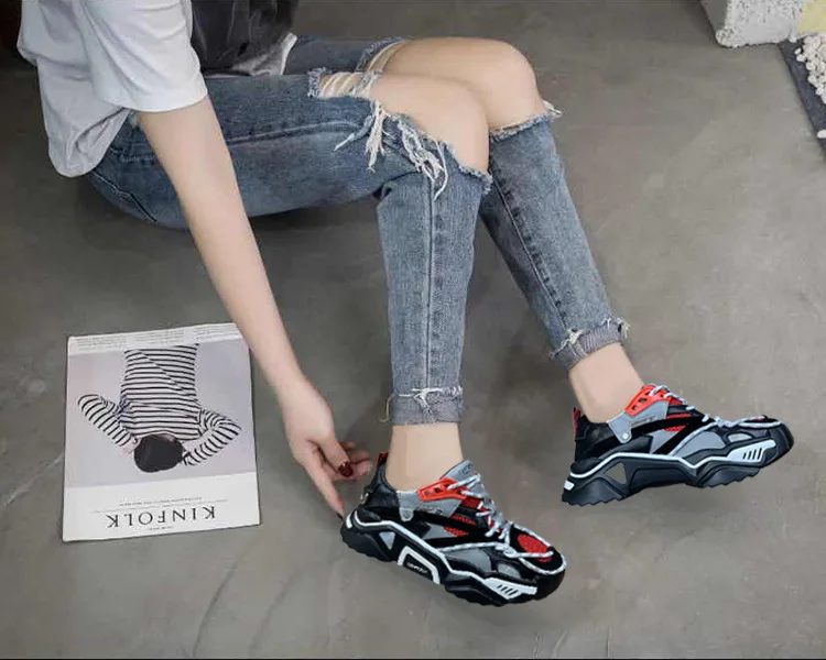 Белая обувь; женские кроссовки на платформе; zapatos de mujer; брендовая Лоскутная обувь; chaussure femme; цветная женская обувь на массивном каблуке; дышащая обувь