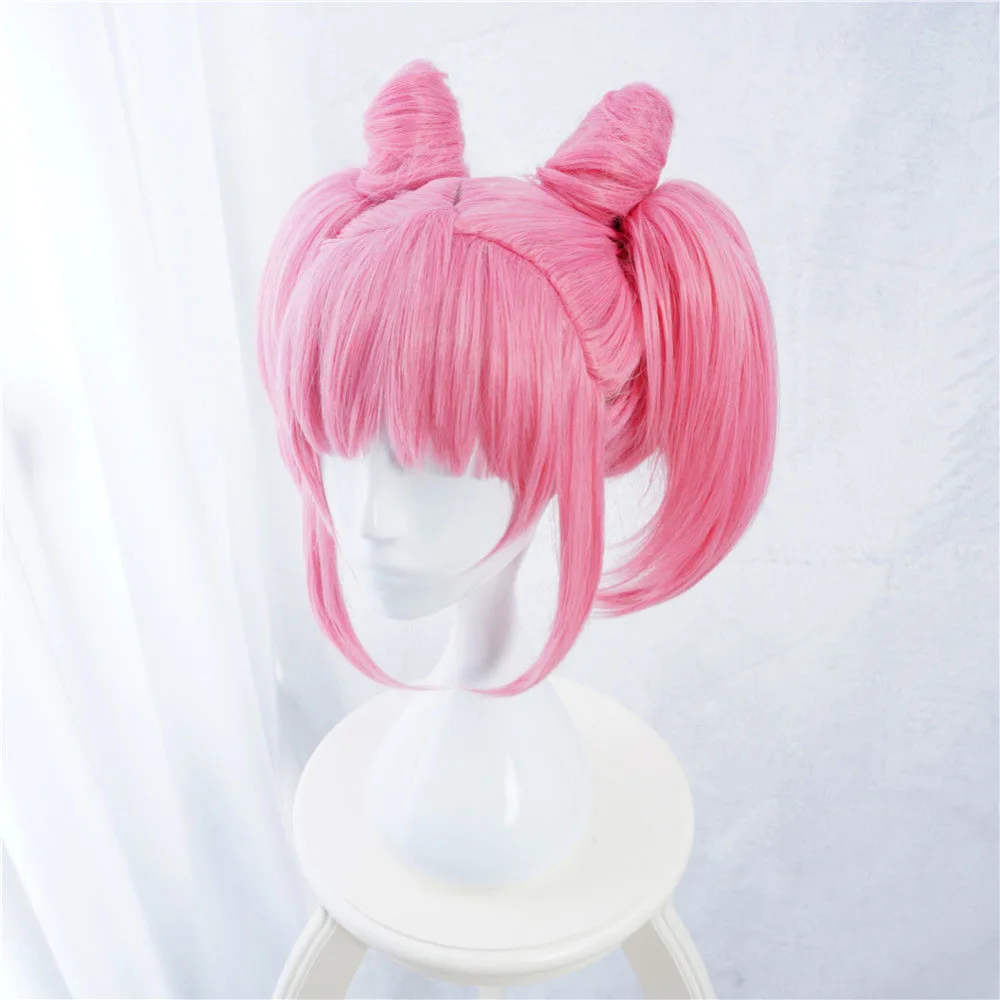 

New Sailor Moon chibi moon Cosplay Wigs Pink Women Wigs Heat Resistant Synthetic Hair Perucas Cosplay Wig+Wig Cap