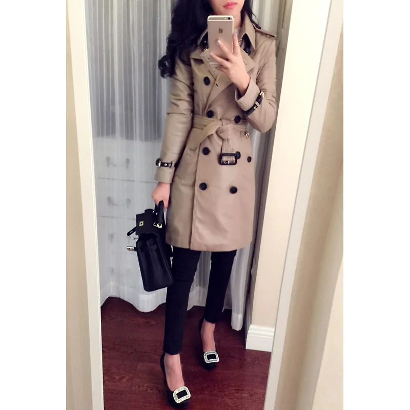 S-XXL! новая Европейская зима овчины кожа ветровка тонкий женский мода длинное