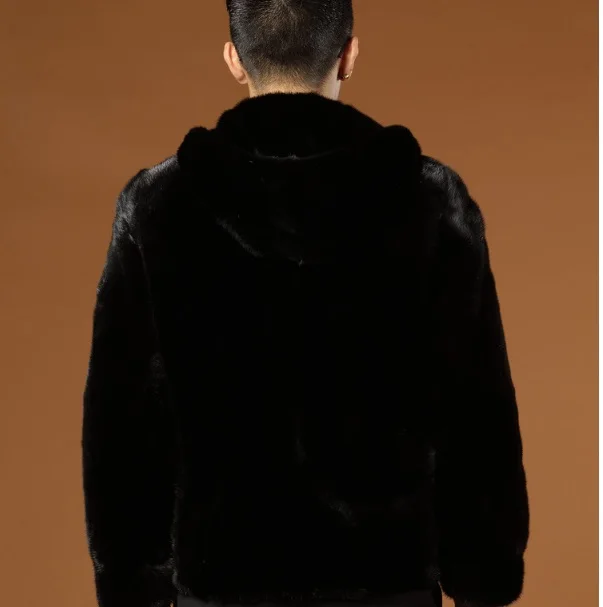 Мужское зимнее теплое толстое пальто бизнес-формального стиля из искусственного меха с капюшоном "Модный 2019" (XL709).