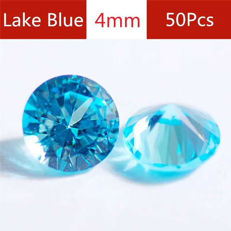 4mm - 50pcs 3 4 5 мм Красочные кубический цирконий 50 шт./лот круглая машинная резка лаборатория Циркония Камень блестящая огранка искусственные камни для ювелирных изделий - Цвет: 4mm - 50pcs