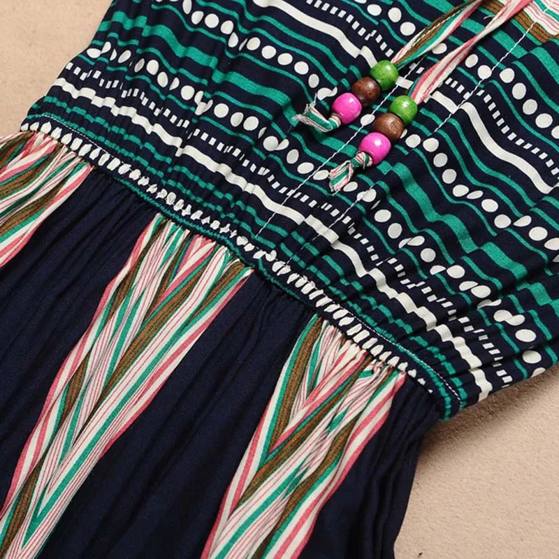 VogorSean Женщины Boho Платья Повседневная Макси Длинное Платье Цветочные Печатных О