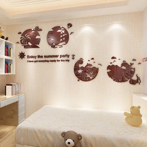 Новое поступление креативные Мультяшные пляжные 3D акриловые настенные наклейки