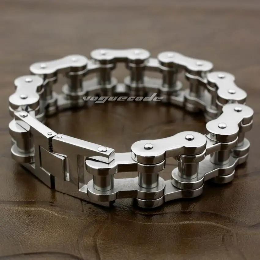 

316L Stainless Steel 9.3" Motorbike Chain Mens Biker Punk Bracelet 5K001 Fits wrist 7.4"~8.2"