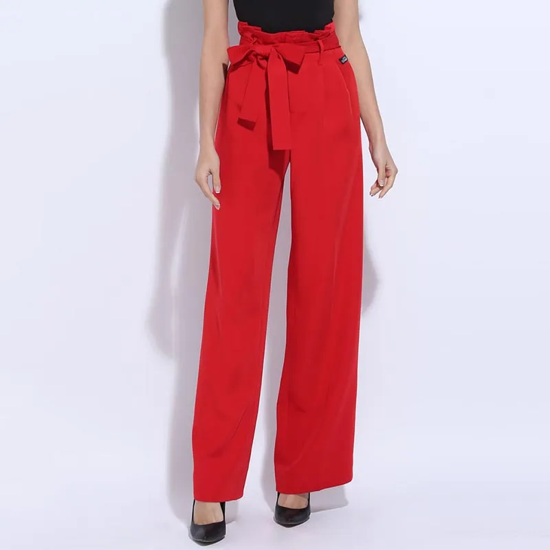 Женские брюки для латиноамериканских танцев с широкими штанинами и высокой