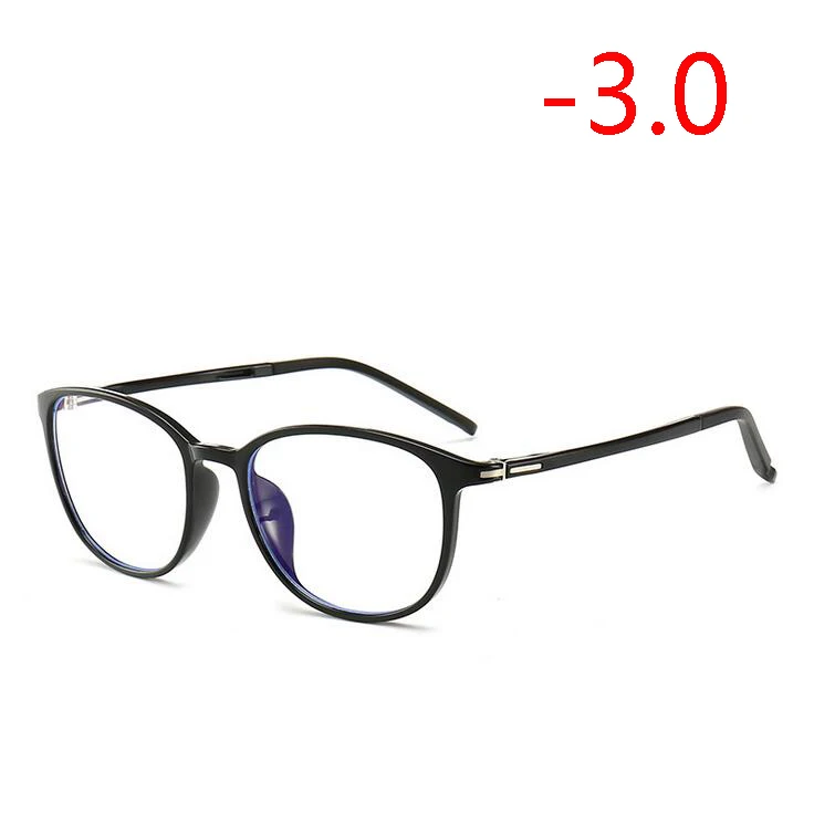 Myopia 300 Ультра-светильник TR90 студенческие очки по рецепту для женщин и мужчин Ретро Анти-УФ овальные готовые очки для близорукости красная/черная/фиолетовая оправа 0~-4,0 - Цвет оправы: Myopia 300