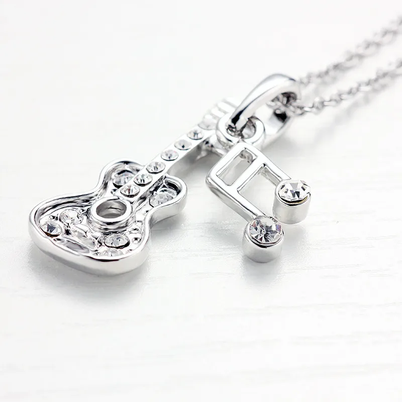 Fine violin note collar mujer for women Anti allergy crystal pendants chain necklace paris saint germain 2019 new accessories | Украшения и