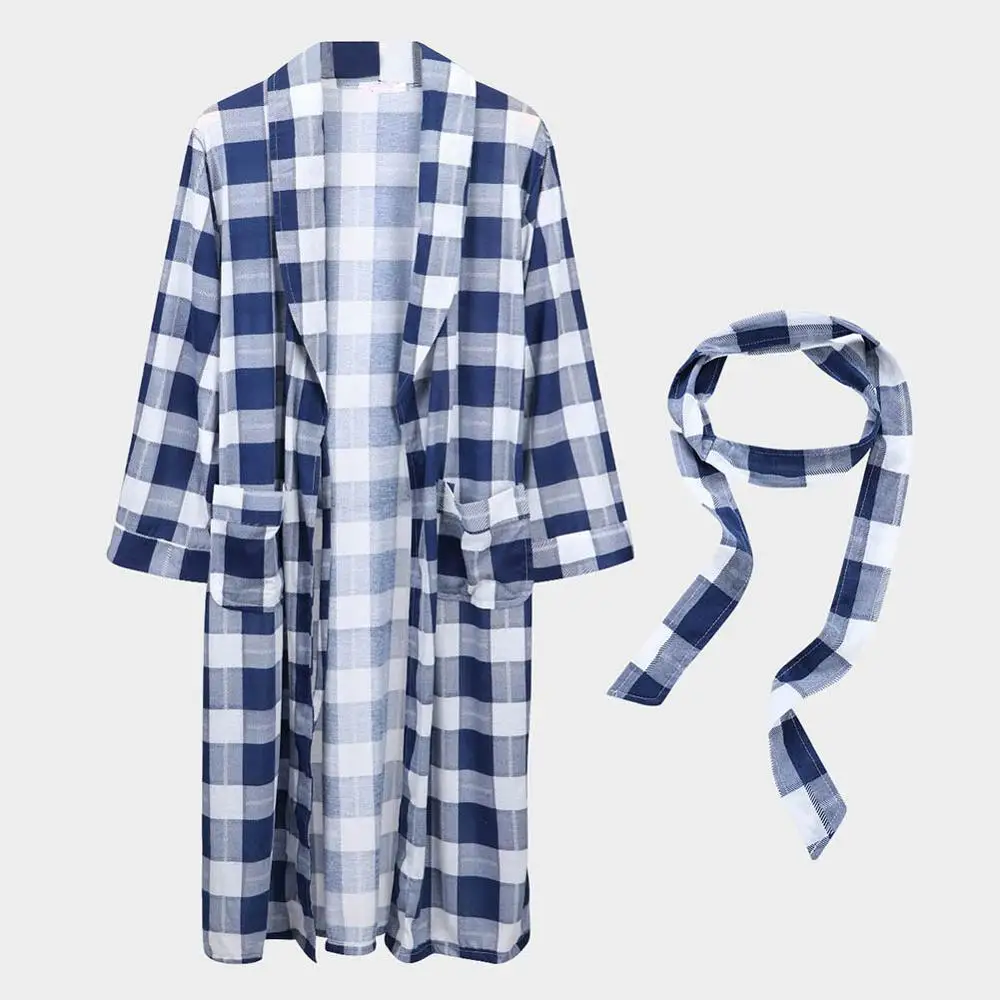Robe-White DANALA зима осень плюс размер свободные мужские банные халаты Полосатое теплое удобное кимоно Мужское ночное белье с длинным рукавом v-образным вырезом домашние костюмы - Цвет: Robe-White