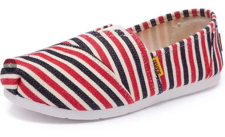 red black stripe Женские модные туфли на плоской поверхности для ленивых, эспадрильи, Женская парусиновая обувь, женские лоферы, эспадрильи, женская обувь на плоской подошве, Размеры 35-44 - Цвет: red black stripe