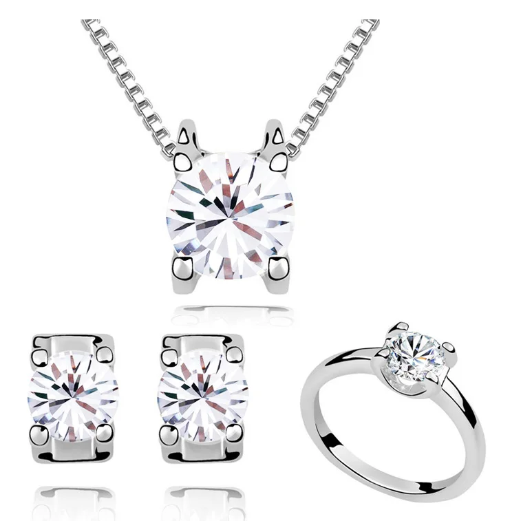 Женский ювелирный комплект из колье и серёг с фианитом|fashion jewelry set|jewelry setsjewelry sets