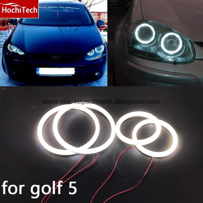 Отличный SMD 5050 светодиодный Белый Фар halo angel demon eyes Комплект для Volkswagen VW Golf 5 V MK5 2003