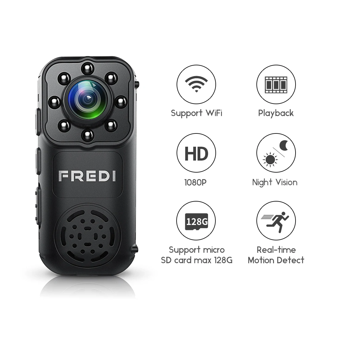 FREDI 2.0MP1080P беспроводная WiFi мини ip камера Портативная Домашняя видеонаблюдения P2P