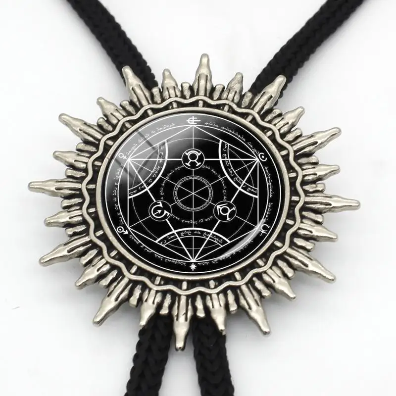 Боло 0074 Новое поступление Black Magic пентаграмма галстук Мода стимпанк Стекло купол