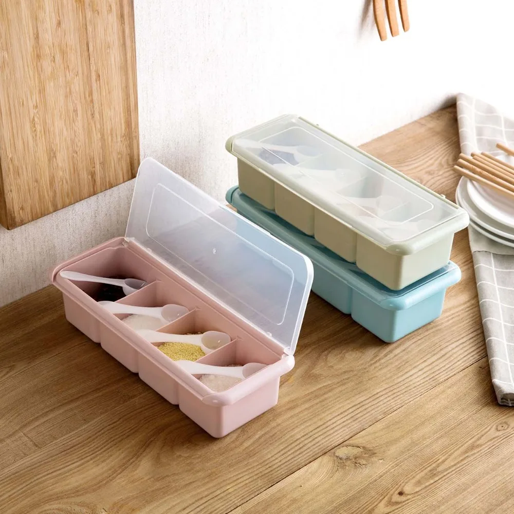 4 шт./лот Новый Кухонный органайзер коробки для хранения банки специй и приправ