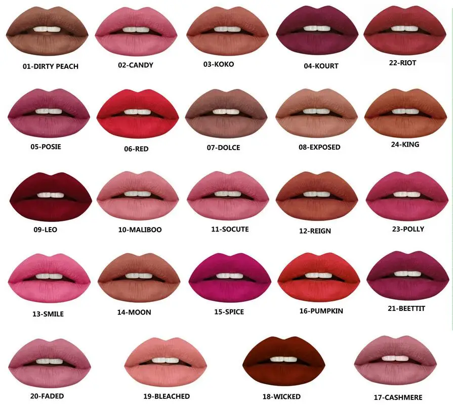 24 colors 24 шт. матовая губная помада Maquillaje Batom Liquido mate Rouge A Levre, стойкая Губная помада для макияжа, набор - Цвет: 24 colors